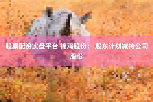 股票配资实盘平台 锦鸡股份： 股东计划减持公司股份