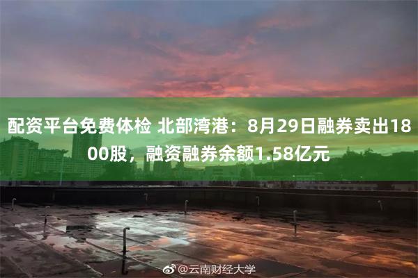 配资平台免费体检 北部湾港：8月29日融券卖出1800股，融资融券余额1.58亿元