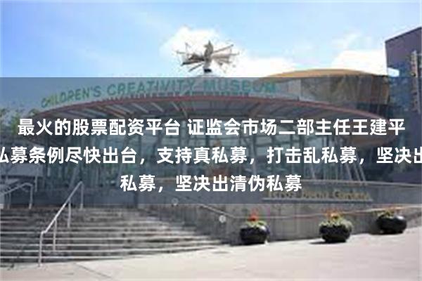 最火的股票配资平台 证监会市场二部主任王建平：将推动私募条例尽快出台，支持真私募，打击乱私募，坚决出清伪私募